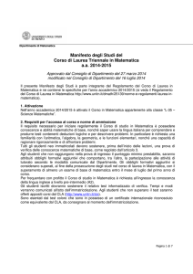 Manifesto degli Studi - Matematica a.a. 2014-2015