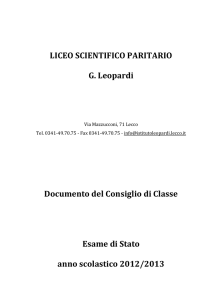 LICEO SCIENTIFICO PARITARIO G. Leopardi Documento del