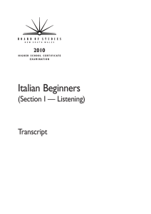 2010 HSC Examination - Italian Beginners