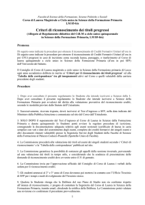 Criteri di riconoscimento dei titoli pregressi