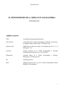IL MONOFISISMO DI S. CIRILLO D`ALESSANDRIA