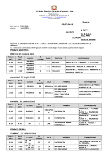 Si comunica calendario delle prove scritte /orali degli esami di