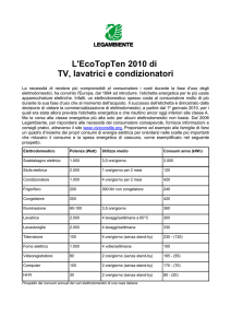 L`EcoTopTen 2010 di TV, lavatrici e condizionatori