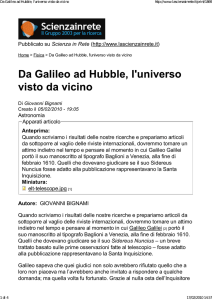 Da Galileo ad Hubble, l`universo visto da vicino
