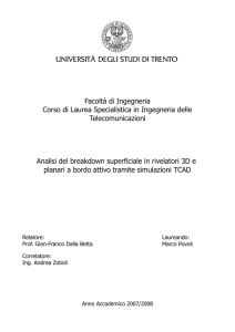 Analisi del breakdown superficiale in rivelatori 3D e planari a bordo