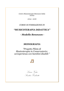 Monografia – PROGETTO PILOTA DI MUSICOTERAPIA A VICENZA