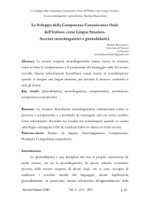 Lo Sviluppo della Competenza Comunicativa Orale dell`Italiano