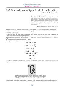 183. Storia dei metodi per il calcolo della radice