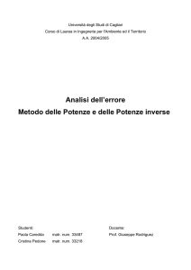 Analisi dell`errore Metodo delle Potenze e delle Potenze inverse