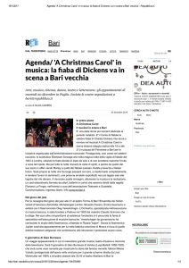 Agenda/ `A Christmas Carol` in musica: la fiaba di Dickens va in