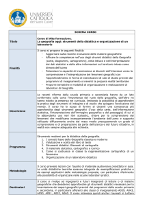 SCHEMA CORSO Titolo Corso di Alta formazione. La geografia oggi