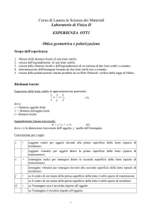 prima esperienza - Corso di Laurea Magistrale in Scienza dei Materiali