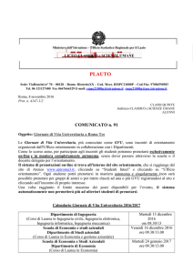 Comunicato n. 91 - Giornate di Vita Universitaria - Roma TRE