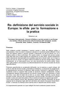 Re- definizione del servizio sociale in Europa: le sfide per la