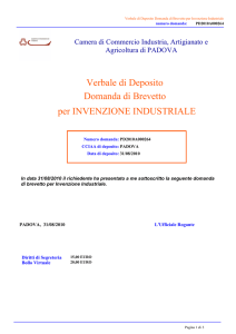 Domanda di Brevetto Verbale di Deposito per INVENZIONE