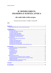 IL MONDO GRECO: FILOSOFIA E SCIENZA ANTICA alle radici