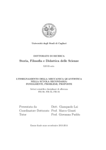 Storia, Filosofia e Didattica delle Scienze Presentata da Dott