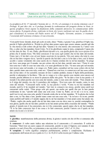 Gv 17,1-26: “Abbiano in se stessi la pienezza della mia gioia”