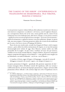 un`esperienza di traduzione da shakespeare, tra Verona, padoVa e