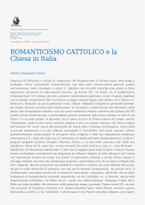 ROMANTICISMO CATTOLICO e la Chiesa in Italia