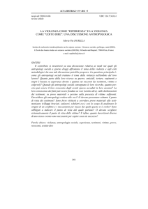 la violenza come "esperienza" e la violenza come "udito dire"