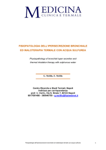 Fisiopatologia dell`ipersecrezione bronchiale ed inaloterapia