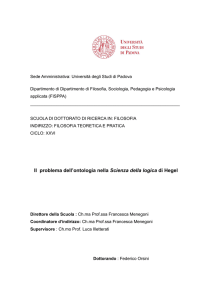 Il problema dell`ontologia nella Scienza della logica di Hegel