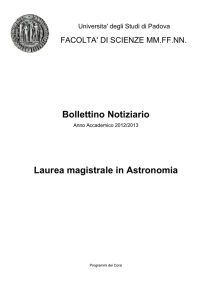 Bollettino Notiziario Laurea magistrale in Astronomia