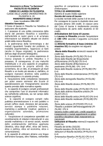 FACOLTÀ DI FILOSOFIA CORSO DI LAUREA IN