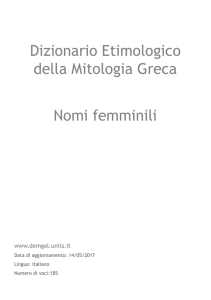 Dizionario Etimologico della Mitologia Greca Nomi femminili