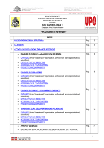 standard di servizio - Maggiore della Carità