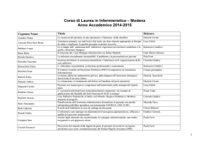 2014/15 - Corso di Laurea in Infermieristica