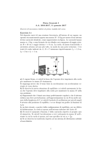 Fisica Generale I A.A. 2016-2017, 11 gennaio 2017 Esercizi di