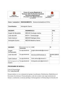 PROGRAMMI DEI MODULI : Corso di Farmacologia Prof. Luisa