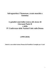 Salvaguardare l`humanum, creato maschio e femmina