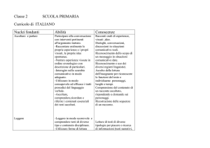 Classe 2 SCUOLA PRIMARIA Curricolo di ITALIANO Nuclei fondanti