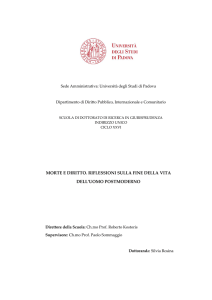 MORTE E DIRITTO. RIFLESSIONI SULLA FINE DELLA VITA DELL