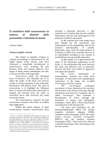 Il contributo delle neuroscienze in materia di disturbi