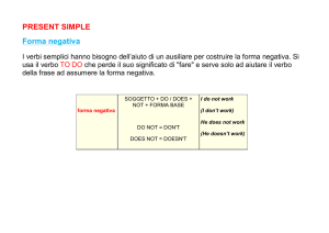 PRESENT SIMPLE Forma negativa - Istituto Comprensivo “Anagni