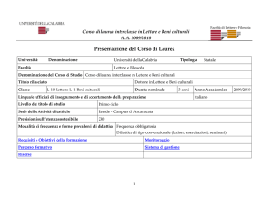 Presentazione del Corso di Laurea