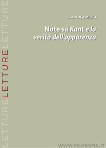 Note su Kant e la verità dell`apparenza