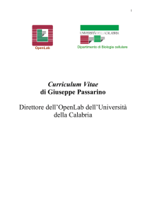 Curriculum Vitae di Giuseppe Passarino Direttore dell`OpenLab dell