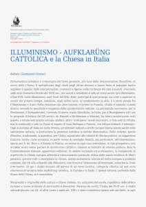 ILLUMINISMO - AUFKLARÜNG CATTOLICA e la Chiesa in Italia