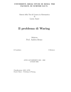 Il problema di Waring - mat.uniroma3