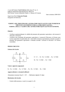 Verifica generatore equivalente,Thevenin e Norton