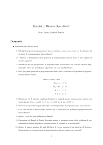 Esercizi di Ricerca Operativa I