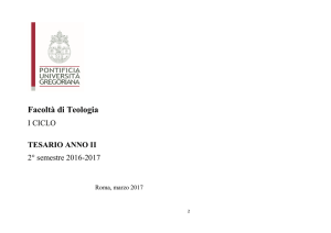 Tesari II°anno II° semestre - Pontificia Università Gregoriana