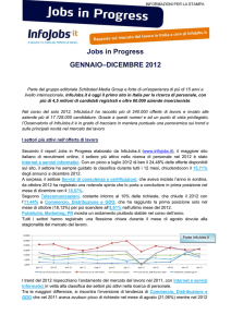 Jobs in Progress GENNAIO–DICEMBRE 2012