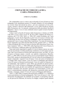 CroNaChE DI CorSI DI LaUrEa. L`arEa PEDagogICa