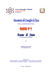 PER LA COMMISSIONE D`ESAME Anno Scolastico 2006-2007